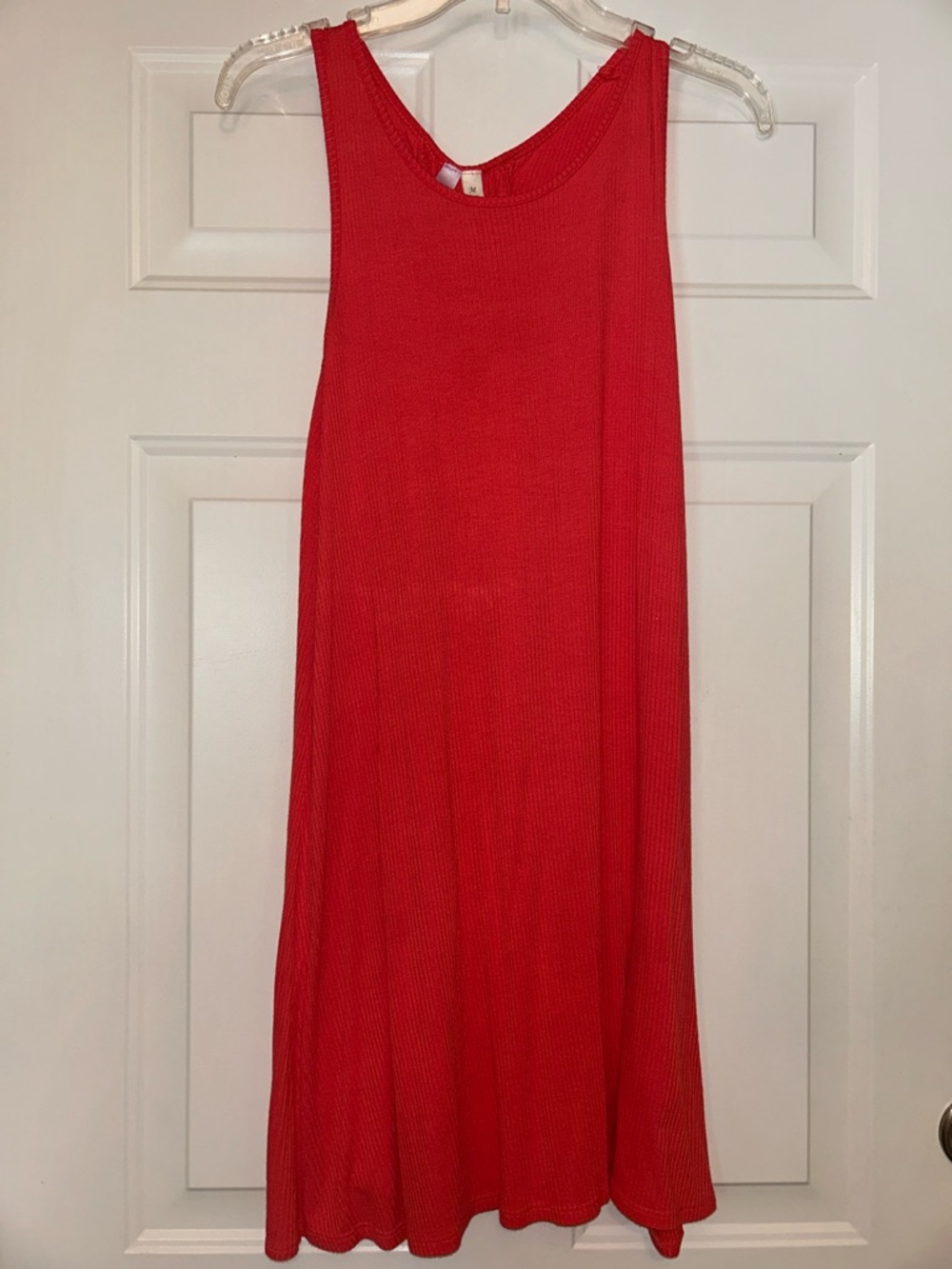 Alya Sleeveless Swing Tank Dress M Coral Textured Tie Back Casual Everyday